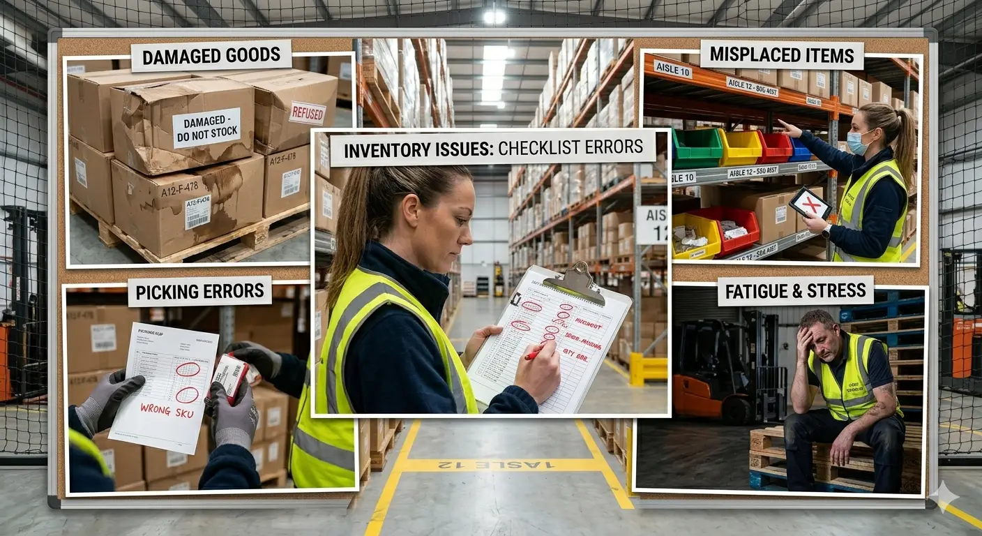 Common causes of inventory inaccuracies such as damaged goods, misplaced items, and picking errors