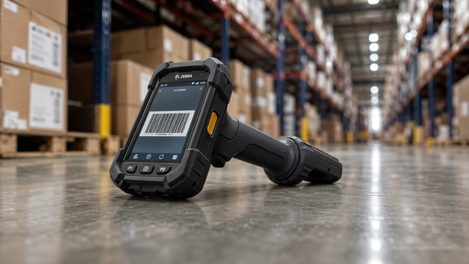 Rugged industrial barcode scanner warehouse